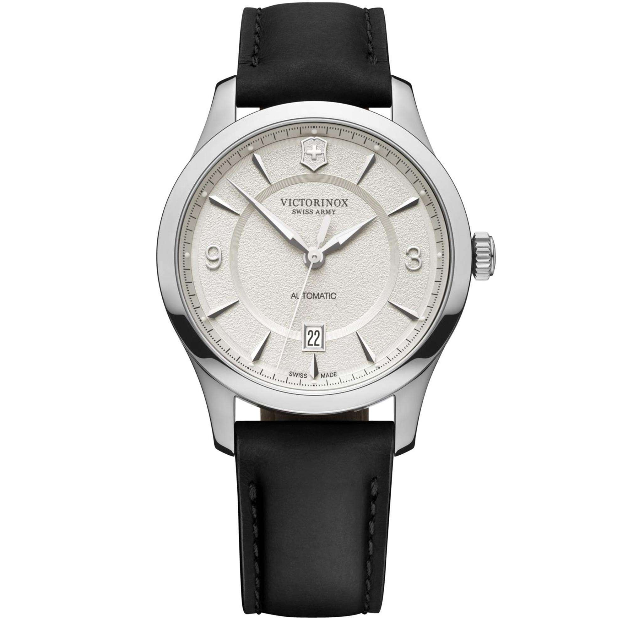 Victorinox Swiss Army Alliance Automatic White Dial Black Leather Strap Men's Watch 241871