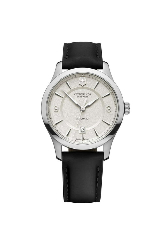 Swiss Army Alliance Automatic White Dial Black Leather Strap Men's Watch 241871