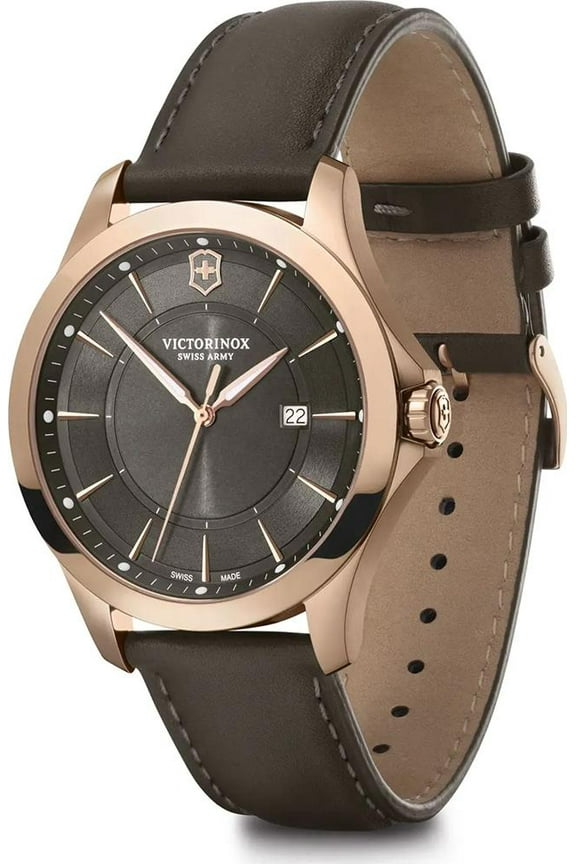 Swiss Army Alliance Quartz Grey Dial Leather Strap Men's Watch 241908