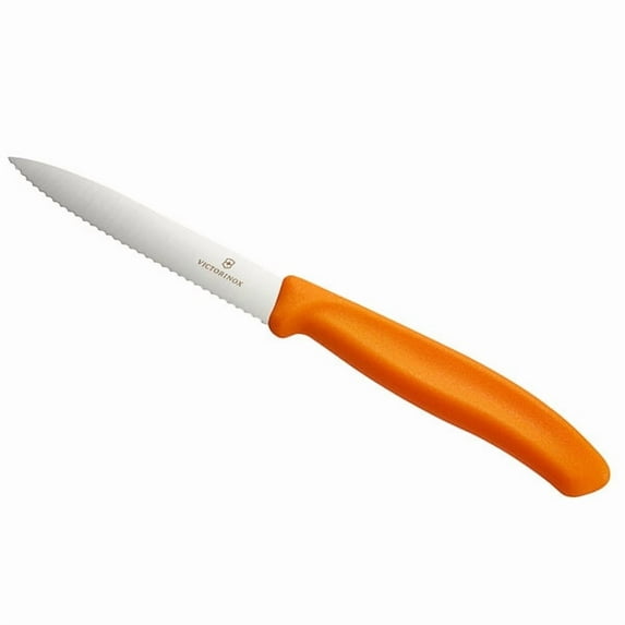 Victorinox Swiss Classic 4-Inch Serrated Paring Knife, Spear Tip, Orange - Precise Cutting