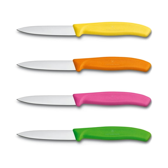 Victorinox Swiss Classic 4 Piece Paring Knife Set Straight Edge Pointed Tip - Orange
