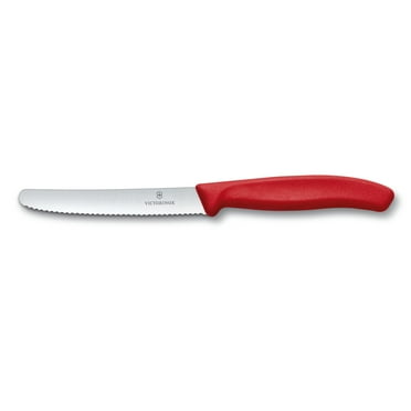 Victorinox Swiss Classic Utility Knife 4.3 Inch Wavy Edge Round Tip - Red