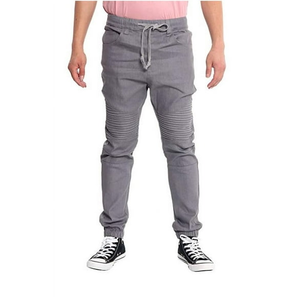 Victorious Biker Raw Denim Jogger Pants, Raw Denim Grey, 2X-Large