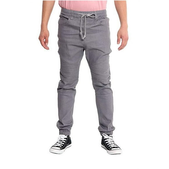 Victorious Biker Raw Denim Jogger Pants, Raw Denim Grey, Medium
