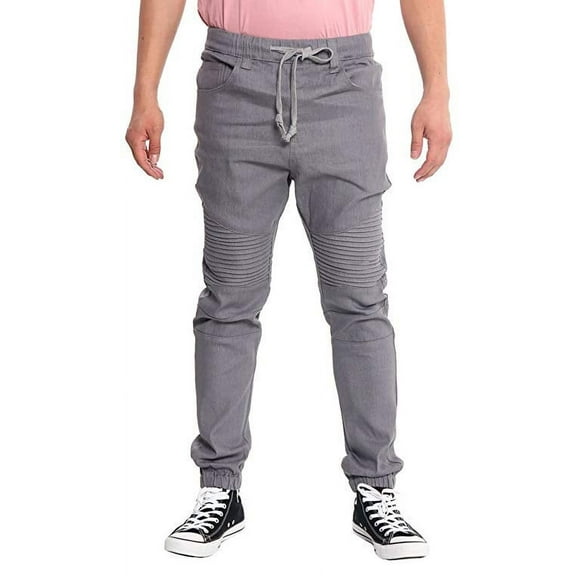 Victorious Biker Raw Denim Jogger Pants, Raw Denim Grey, Medium