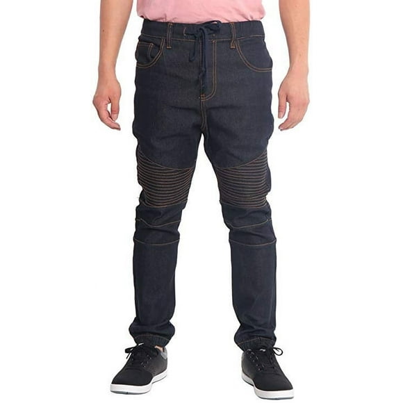 Victorious Biker Raw Denim Jogger Pants, Raw Denim Indigo/Timber - Large