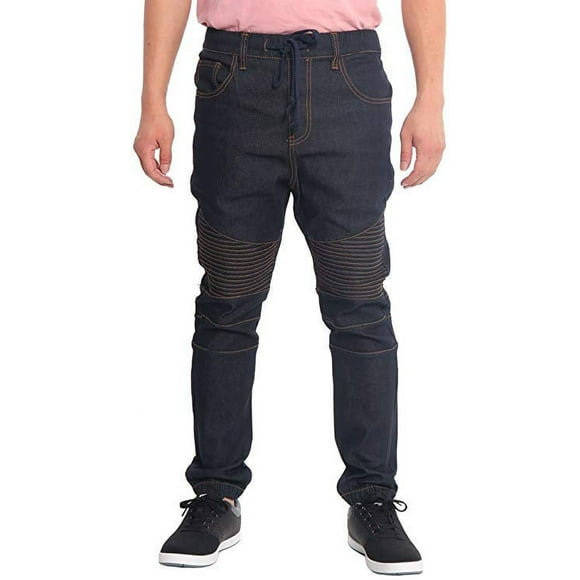Victorious Biker Raw Denim Jogger Pants, Raw Denim Indigo/Timber - Small