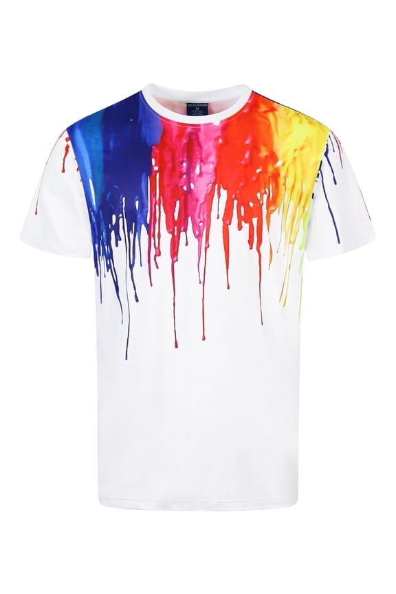 Men's Abstract Paint Drip Graphic T-Shirt TS7477 White Small