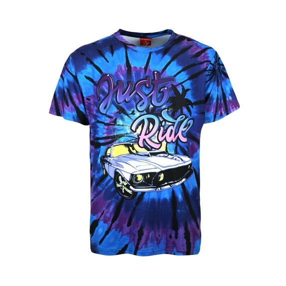 Victorious Men's Air Brush Car Tie Dye T-Shirt TS7429 - Blue/Purple - Large
