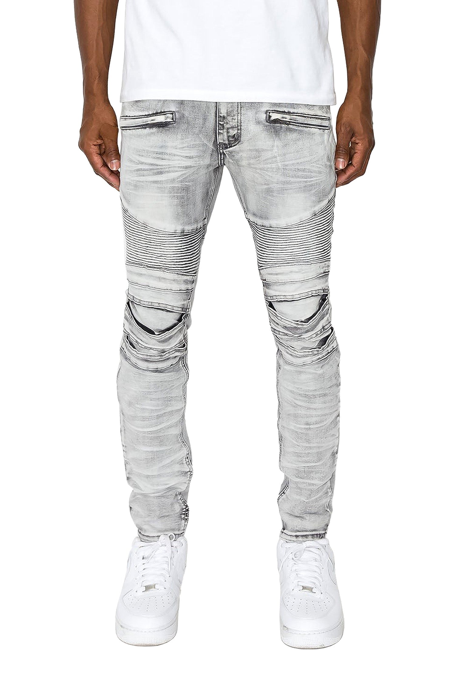 Grey mens biker jeans best sale