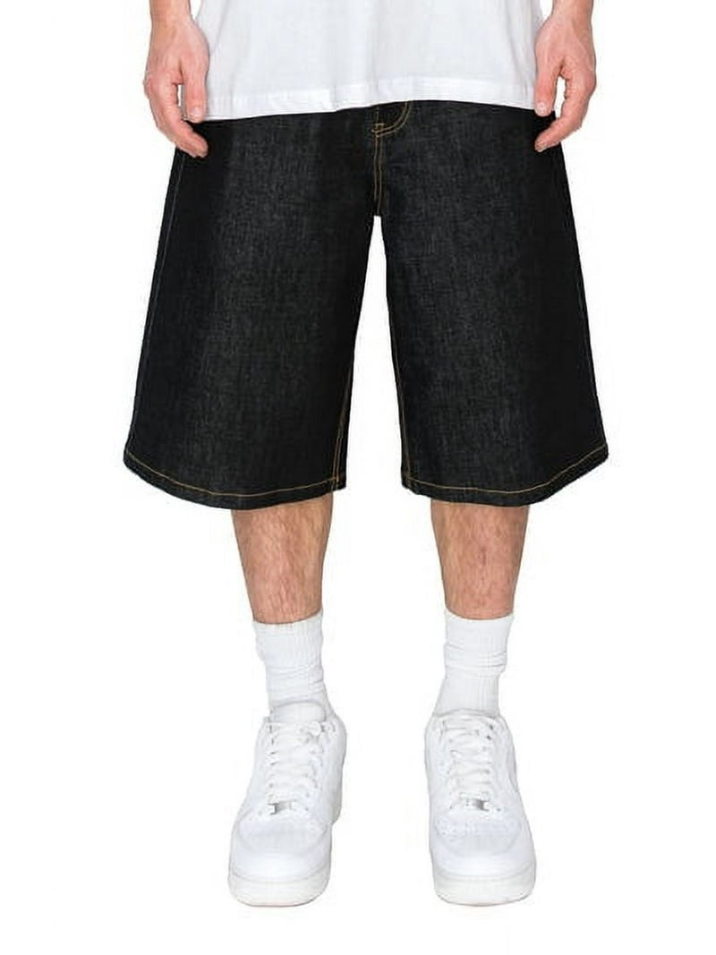 Victorious Men's Baggy Fit Raw Denim Shorts DS2098 - Black