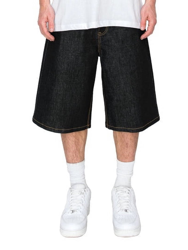 Victorious Men's Baggi Fit Raw Denim Shorts DS2098 - Black - 38