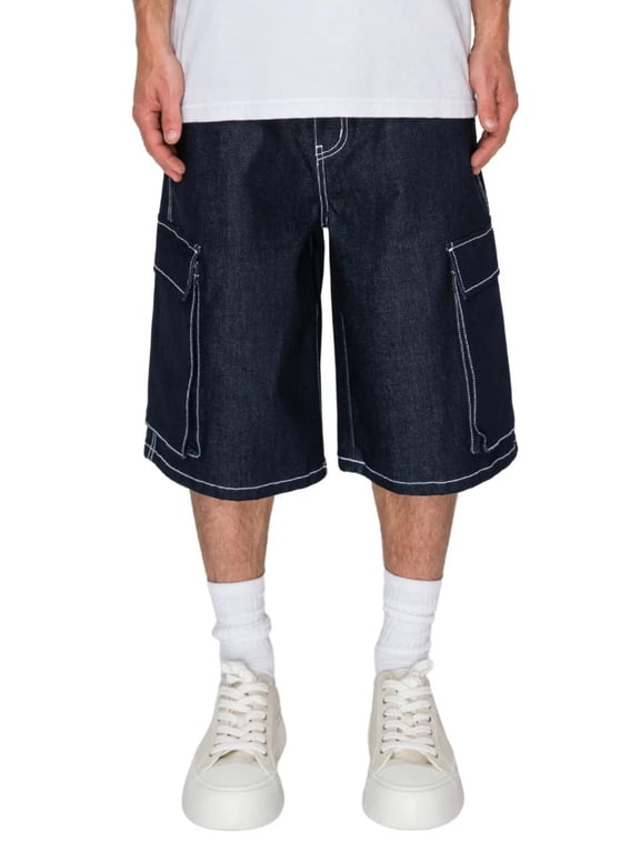 Men's Baggy Cargo Raw Denim Shorts DS2121 Indigo Size 36