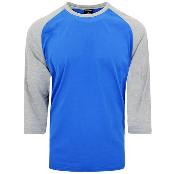 Victorious Men's Baseball T-Shirt TS900 - R.BLUE/GREY - Medium