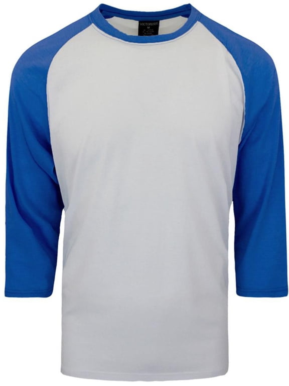 Victorious Men's Baseball T-Shirt TS900 - WHITE/R.BLUE - Medium