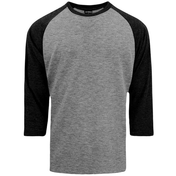 Victorious Men's Baseball T-Shirt TS900 - CHARCOAL/BLACK - Small