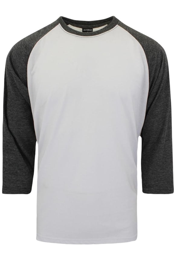 Victorious Men's Baseball T-Shirt TS900 - WHITE/CHARCOAL - X-Large