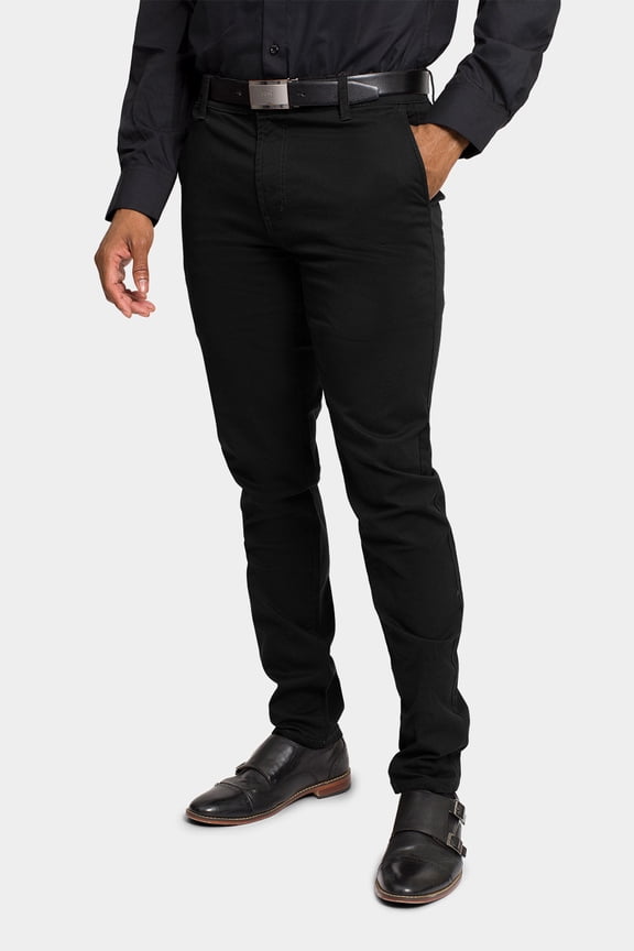 Men's Basic Casual Slim Fit Stretch Chino Pants DL1250 - BLACK - 32/32