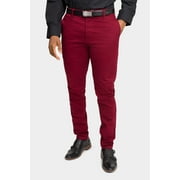 Victorious Men's Basic Casual Slim Fit Stretch Chino Pants DL1250 - Burgundy - 34/32
