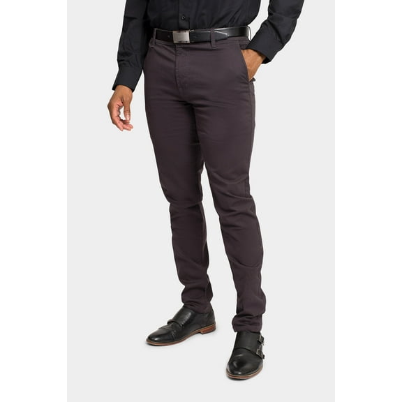 Victorious Men's Basic Casual Slim Fit Stretch Chino Pants DL1250 - Charcoal - 34/32