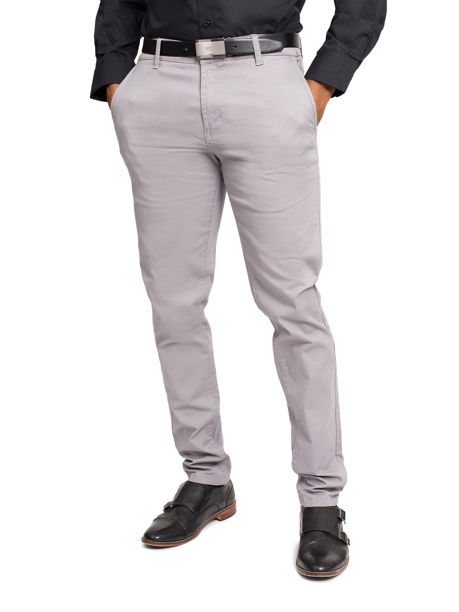Victorious Men's Basic Casual Slim Fit Stretch Chino Pants DL1250 Gray 30/32