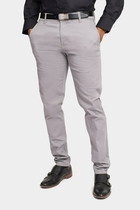 Men's Basic Casual Slim Fit Stretch Chino Pants DL1250 - Gray - 32/32