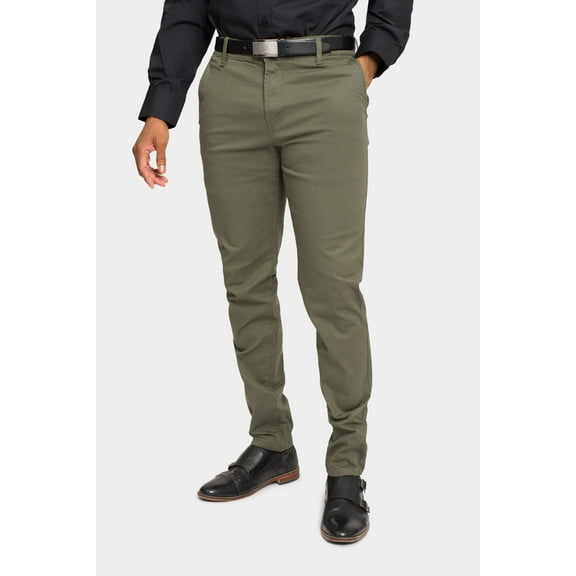 Victorious Men's Basic Casual Slim Fit Stretch Chino Pants DL1250 - Olive - 36/30