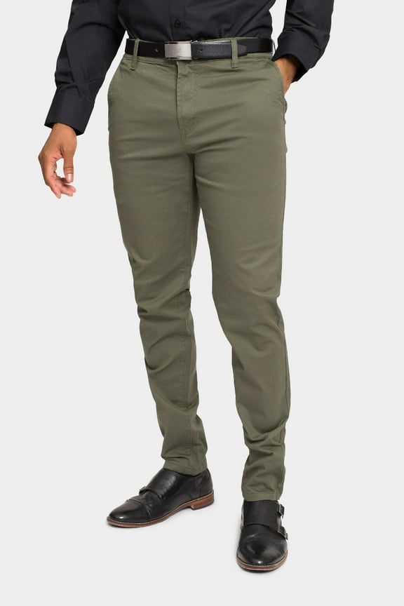 Men's Basic Casual Slim Fit Stretch Chino Pants DL1250 - Olive - 36/30