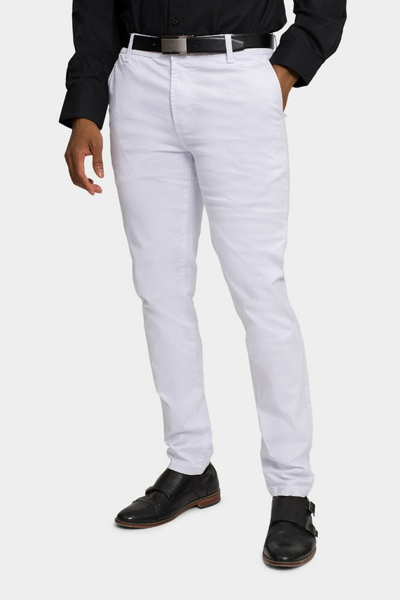 Men's Basic Casual Slim Fit Stretch Chino Pants DL1250 - White - 32/30