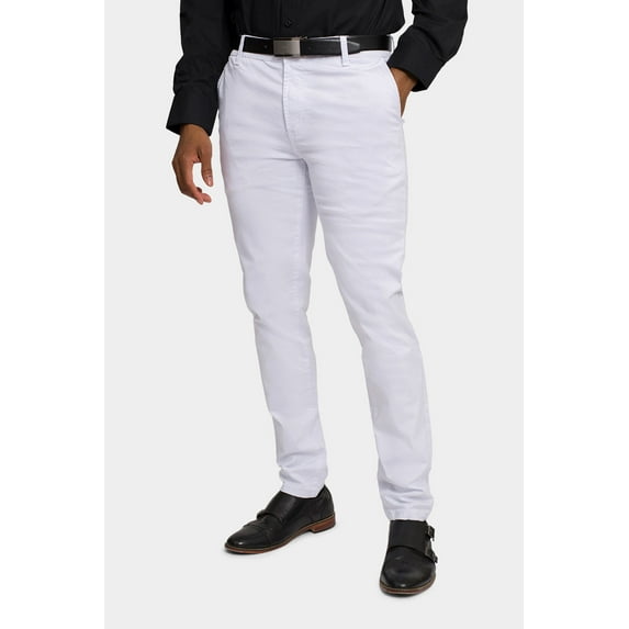 Victorious Men's Basic Casual Slim Fit Stretch Chino Pants DL1250 - White - 34/30