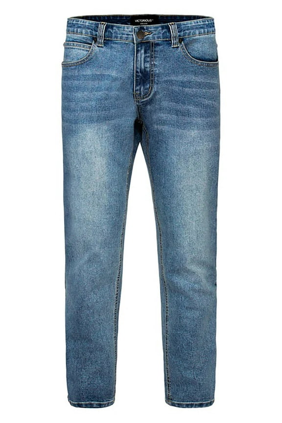 Victorious Men's Basic Loose Fit Denim Jeans DL1007 - Classic Blue - 36/30