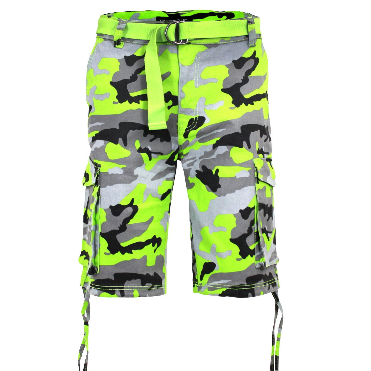 Victorious Men s Belted Twill Camo Cargo Short DS2065 Lime 44 Walmart