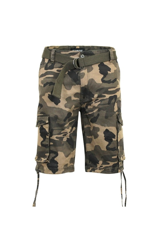 Victorious Men's Belted Twill Camo Cargo Short, Up to Size 44W