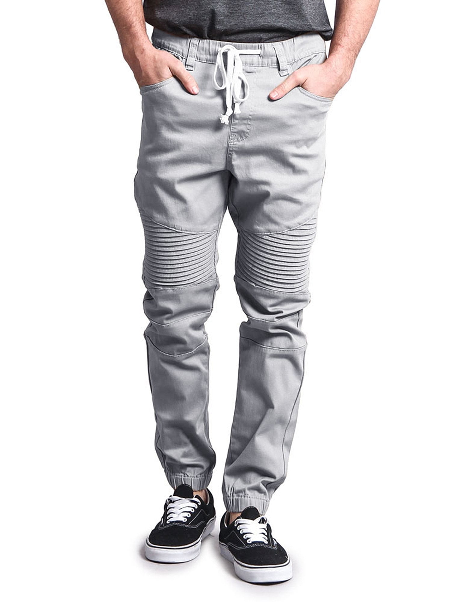 Victorious Men s Biker Twill Jogger Pants JG871 Dark Gray Large