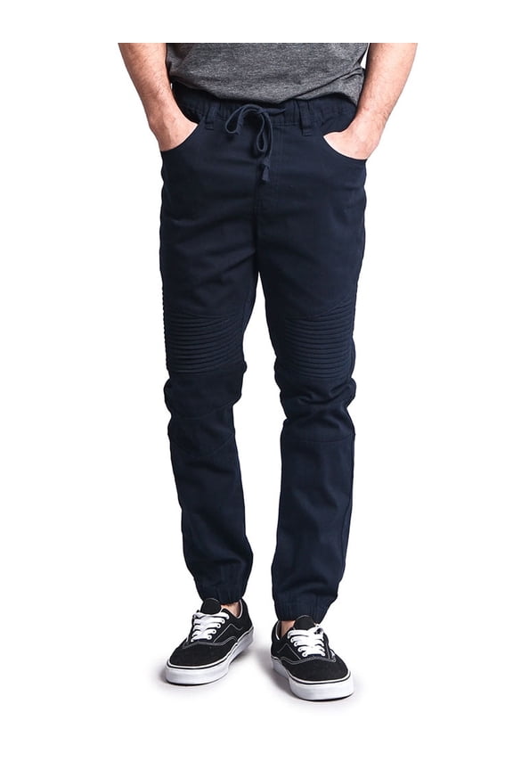 Victorious Men's Biker Twill Jogger Pants JG871 - Navy - X-Large
