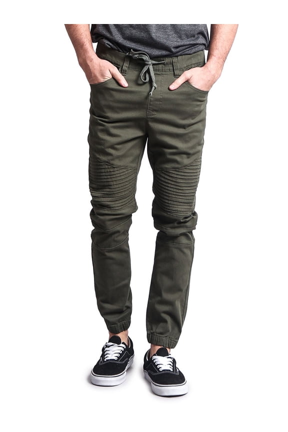 Victorious Men's Biker Twill Jogger Pants JG871 - Olive - Small
