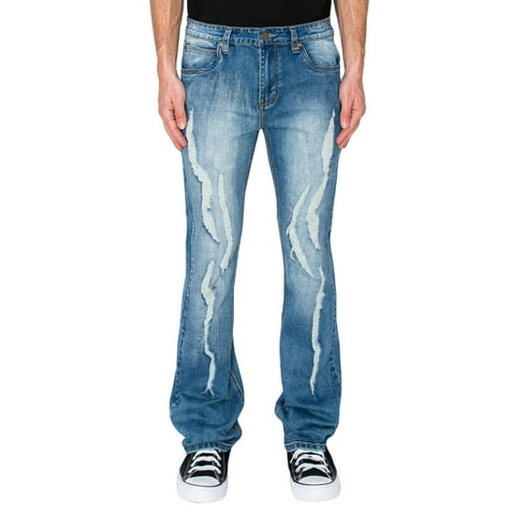 Victorious Men's Bootcut Distressed Denim Jeans DL1494 - Indigo - 32x32