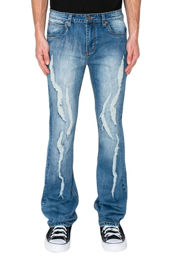 Victorious Men's Bootcut Distressed Denim Jeans DL1494 - Indigo - 32x32