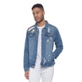 thumbnail image 1 of Victorious Men's Casual Distressed Colorful Painted Tiger Denim Jean Jacket DK165 - Indigo - Large, 1 of 6
