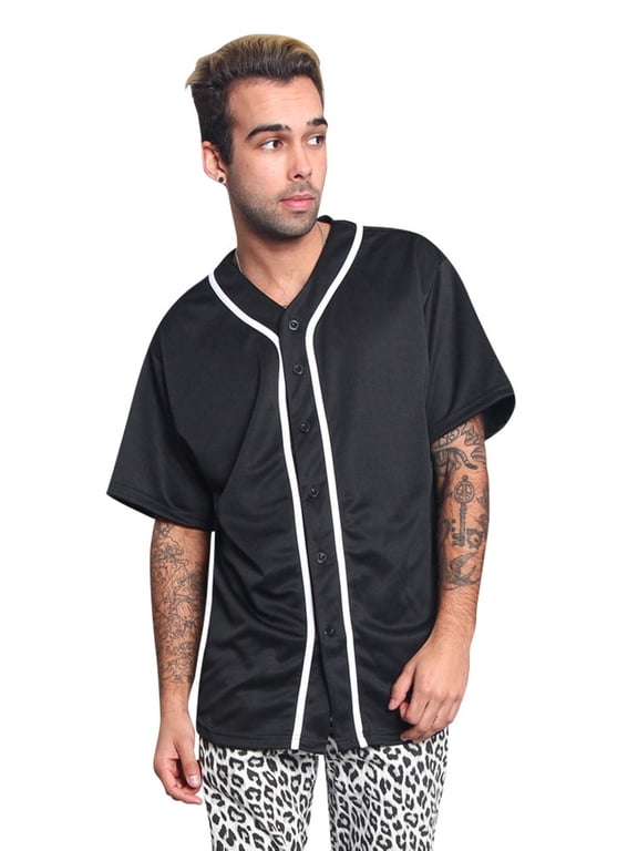 Victorious Men's Classic Baseball Jersey with Trim BJ42 - BLACK - X-Large