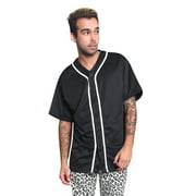 Victorious Mens Classic Baseball Jersey with Trim BJ42 - BLACK - X-Large