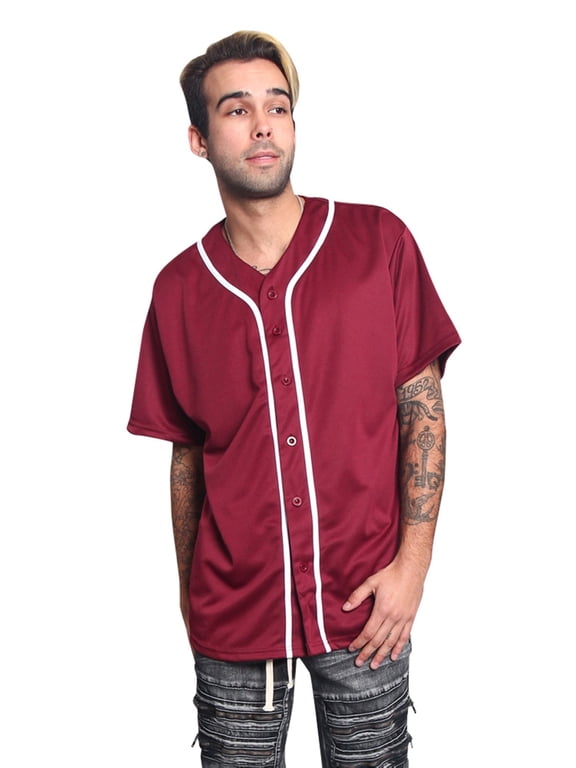 Victorious Men's Classic Baseball Jersey with Trim BJ42 - BURGUNDY - 3X-Large