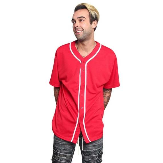 Victorious Men's Classic Baseball Jersey with Trim BJ42 - RED - 4X-Large