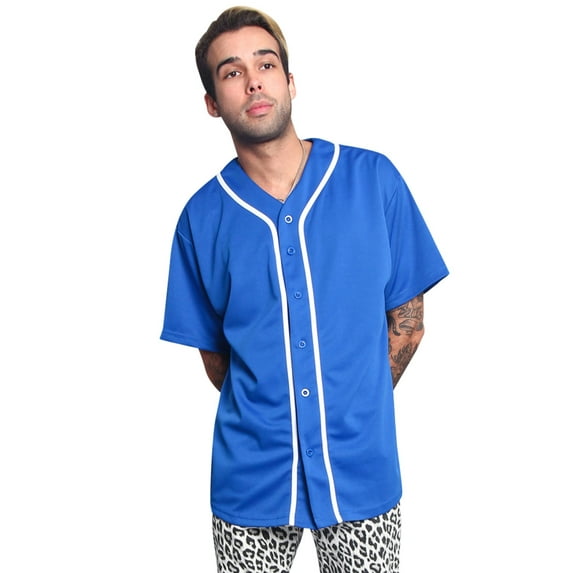 Victorious Men's Classic Baseball Jersey with Trim BJ42 - ROYAL BLUE - 2X-Large