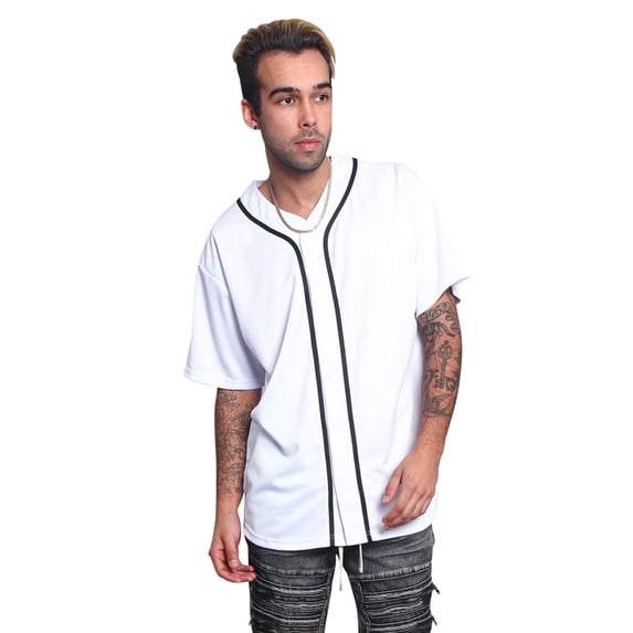 Victorious Men's Classic Baseball Jersey with Trim BJ42 - WHITE - Medium