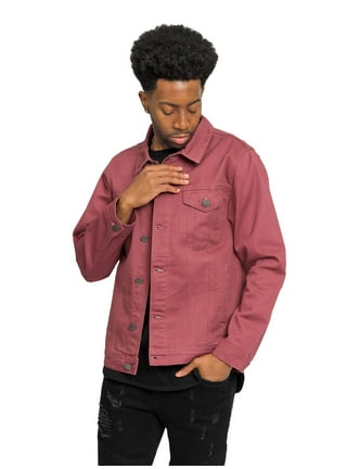 Dark red denim jacket mens shop