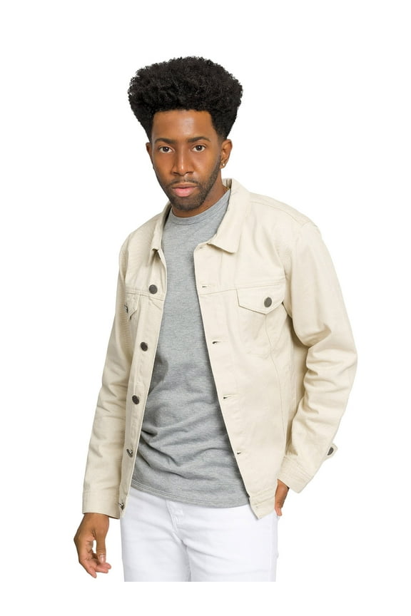 Victorious Men's Classic Colored Denim Jean Jacket DK190 - Sand - Medium