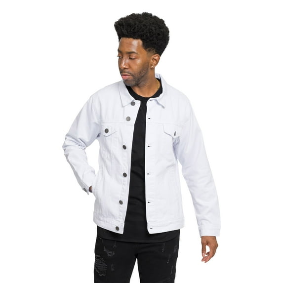 Victorious Men's Classic Colored Denim Jean Jacket DK190 - White - Medium