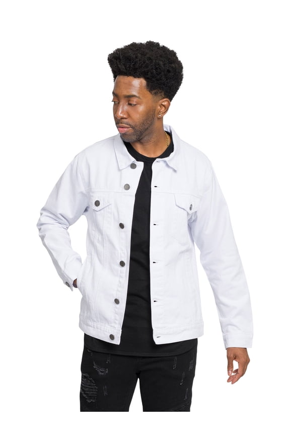 Victorious Men's Classic Colored Denim Jean Jacket DK190 - White - X-Large