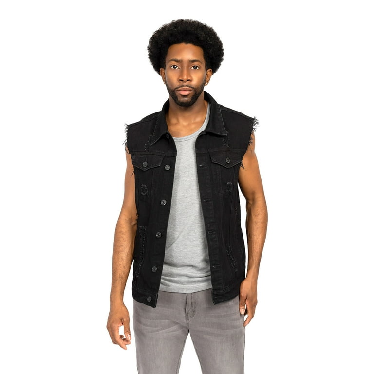Black denim vests online